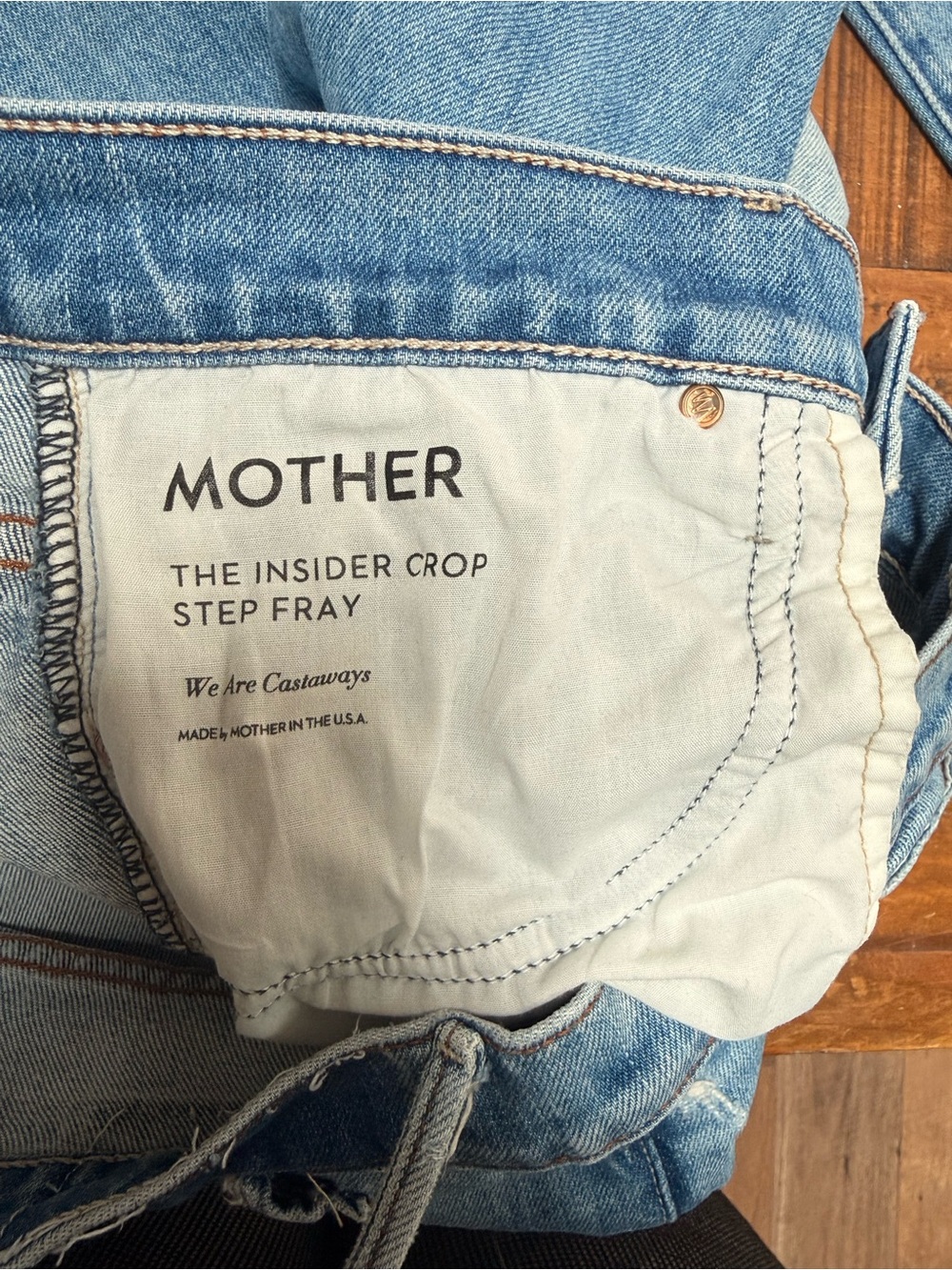 MOTHER The Inside Crop Step Fray Size 31 Modified Distressed Raw Hem Blue - Picture 4 of 12